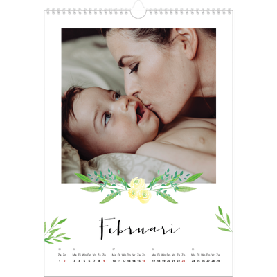 A3 Jaarkalender — Bloemen illustraties [Februari]