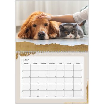 Fotokalender A4 Dubbel — Bladgoud randjes