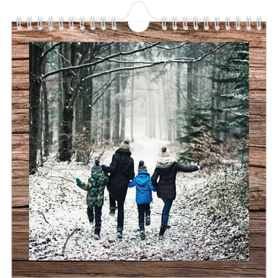 Jaarkalenders vierkant — Houtpatroon [omslag]