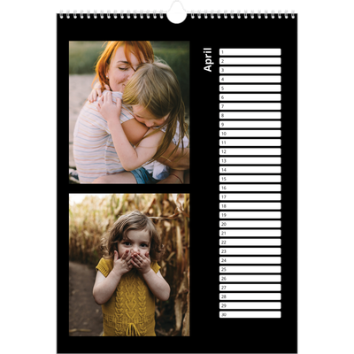 Verjaardagskalenders A3 — Foto in zwart kader [April]