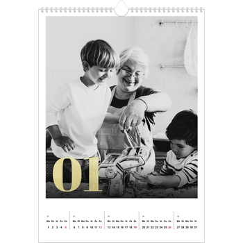Fotokalender A3 — Grote glitter cijfers