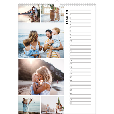 Verjaardagskalenders A3 — Collage in blokkenpatroon [Februari]