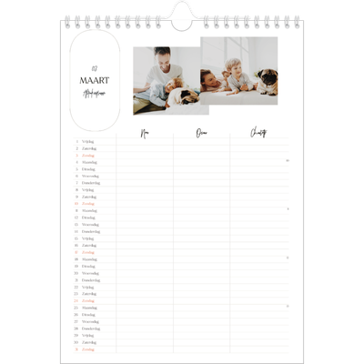A4 Familieplanners — Grootse plannen - gezinsplanner 3 personen [Maart]
