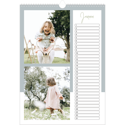 Verjaardagskalenders A3 — Aardse frames [Januari]