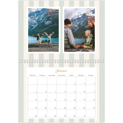 Fotokalender A4 Dubbel (30 x 40 cm) — Schrift en strepen [Januari]