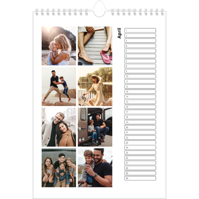 Verjaardagskalenders A4 — Eenvoudig blokkenpatroon [April]