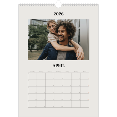 A3 Jaarkalender — Simpel ivoor [April]