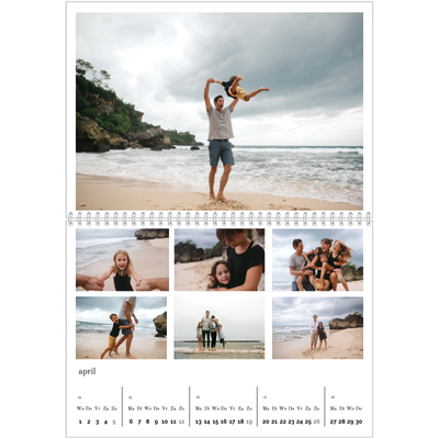 Fotokalender A4 Dubbel (30 x 40 cm) — Eenvoudig blokkenpatroon [April]
