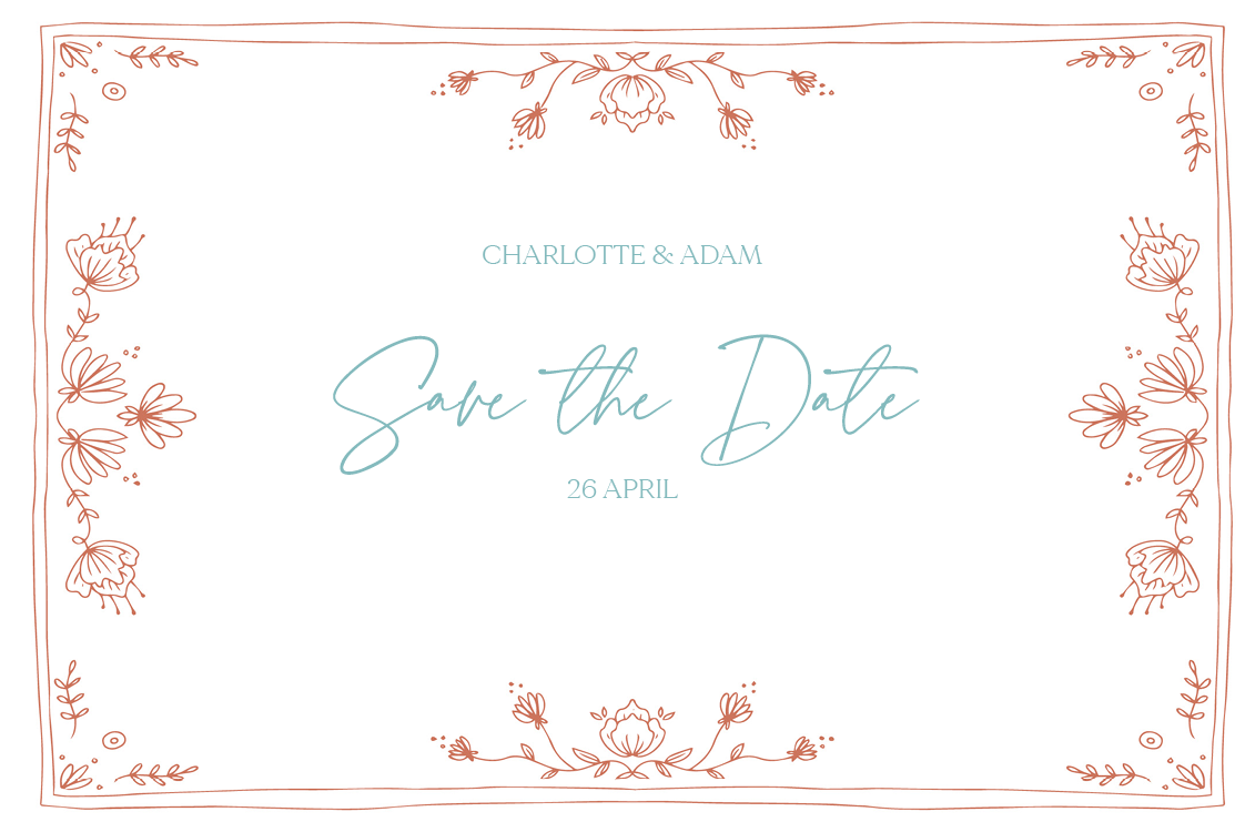 Save the date — Getekende bloemen