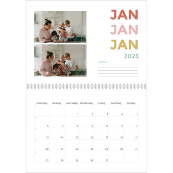 Fotokalender A4 Dubbel — Bont gekleurd