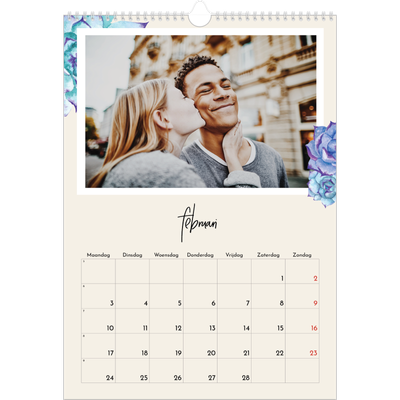 A3 Jaarkalender — Geverfde bloemen [Februari]