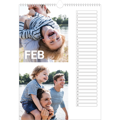 Verjaardagskalenders A3 — Grote maandaanduiding [Februari]