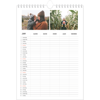 Fotokalender A4 — Simplistisch - gezinsplanner 5 personen