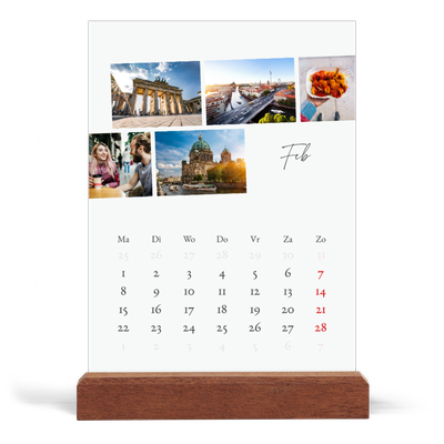 Bureaukalender met houten standaard  — City trip [Februari]