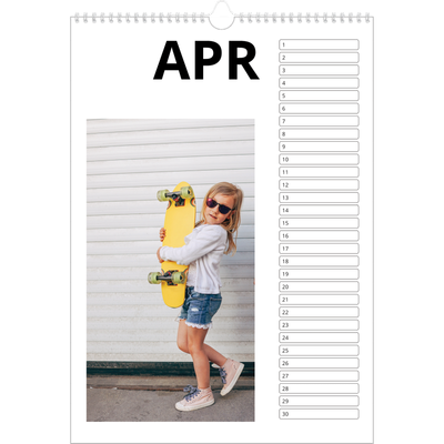 Verjaardagskalenders A3 — Witte randen [April]