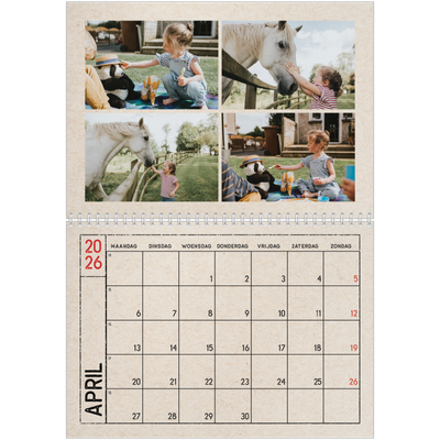 Fotokalender A4 Dubbel (30 x 40 cm) — Stempel effect [April]