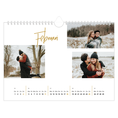 Fotokalender A4 — Goudkleurige letters [Februari]