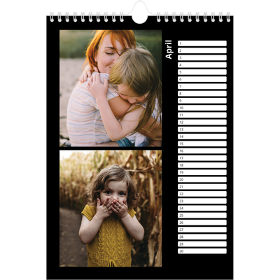 Verjaardagskalenders A4 — Foto in zwart kader [April]