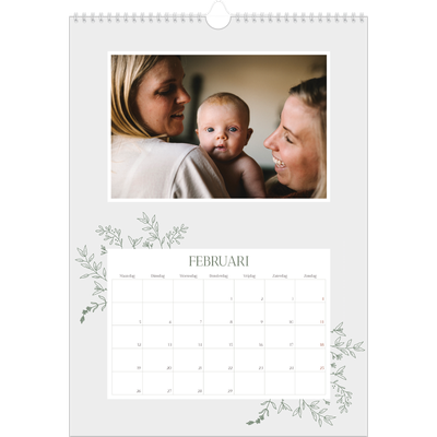 A3 Jaarkalender — Hand gemaakte bloemen [Februari]