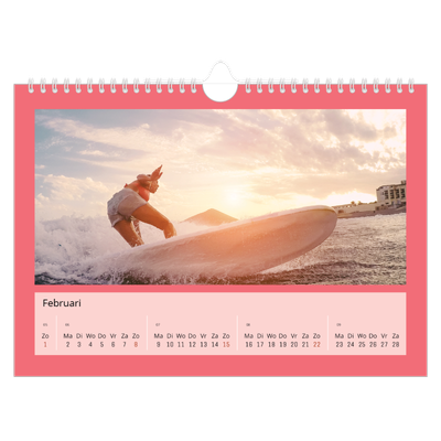 Fotokalender A4 — Kleurrijke kaders [Februari]