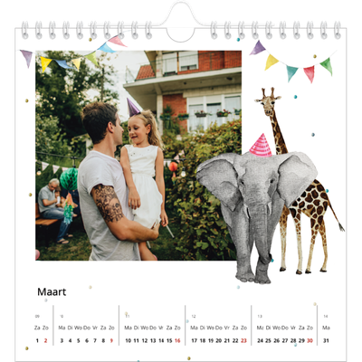 Jaarkalenders vierkant — Aquarel dieren [Maart]