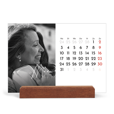 Bureaukalender met houten standaard  — Elegant schrift [Maart]