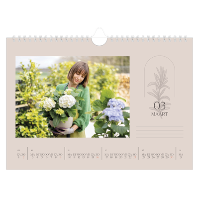 Fotokalender A4 — Simpel botanisch [Maart]