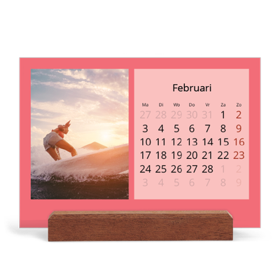 Bureaukalender met houten standaard  — Kleurrijke kaders [Februari]