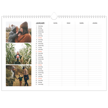 Fotokalender A3 — Simplistisch - gezinsplanner 4 personen
