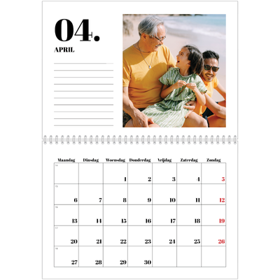 Fotokalender A4 Dubbel (30 x 40 cm) — Serif en momenten [April]