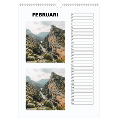 Verjaardagskalenders A3 — Eenvoudige foto [Februari]