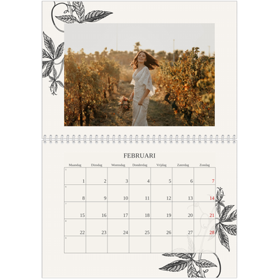 Fotokalender A4 Dubbel (30 x 40 cm) — Inkt & klimop [Februari]
