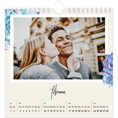 Jaarkalenders vierkant — Geverfde bloemen [Februari]